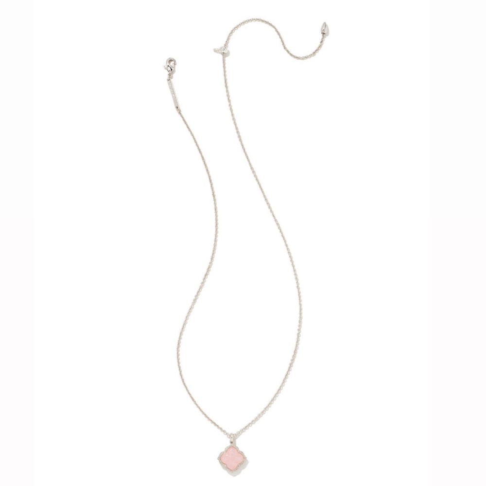 Kendra Scott Mallory Silver Pendant Healing Rose Quartz Necklace - Picture 2 of 12